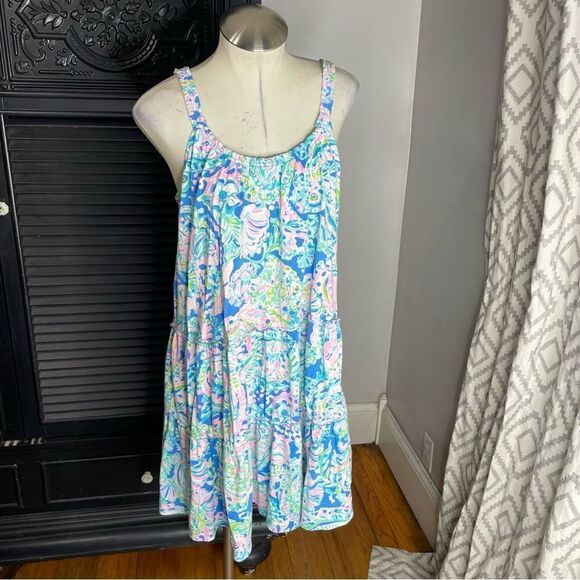 Lilly Pulitzer Dream Team Loro Swing Tiered Ruffle Flowy Printed Mini Dress M‎ - Picture 2 of 6